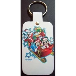 Disney Leather Keychain - Mickey And The Gang - Sleigh - Engravable