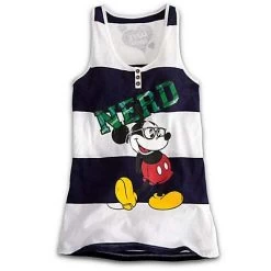 Disney Ladies Tank Top Tee - Nerd Mickey Mouse