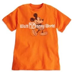Disney ADULT Shirt - Mickey Mouse Tee - Classic Logo - Orange