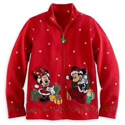 Disney Womens Jacket - Christmas Santa Mickey And Minnie Mouse