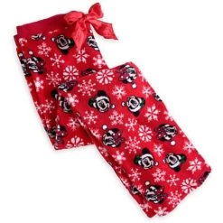Disney Adult Lounge Pant - Santa Mickey And Minnie Snowflake - Fleece