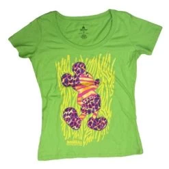 Disney Womens Shirt - Wild Neon Animal Print Mickey Silhouette
