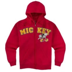 Disney Adult Hoodie - Mickey Zip Hoodie For Adults - Red - EXTRA LARGE
