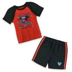 Disney Short Set For Boys - Engineer Mickey - Red And Black