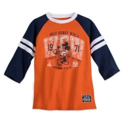 Disney Boys Shirt - Mickey Mouse - Orange And Blue Raglan