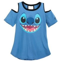 Disney Women's Shirt - Stitch Cold-Shoulder T-Shirt