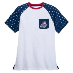 Disney Men's Shirt - Americana Mickey Raglan Pocket T-Shirt
