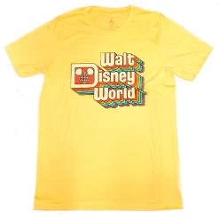 Disney Adult Shirt - Retro Walt Disney World Logo - YELLOW