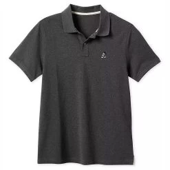Disney Men's Shirt - Mickey Mouse - Pique Cotton Polo - Charcoal
