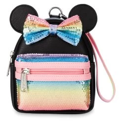Disney Parks Loungefly Wristlet Bag - Minnie Mouse Sequined Pastel Rainbow