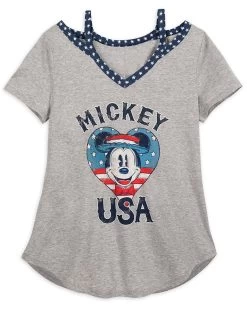 Disney Women's Shirt - Mickey Mouse USA - LG