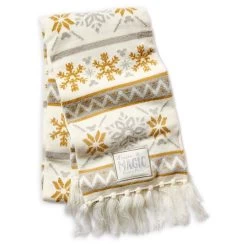 Disney Knit Scarf - Mickey Mouse Silver And Gold - Snowflakes