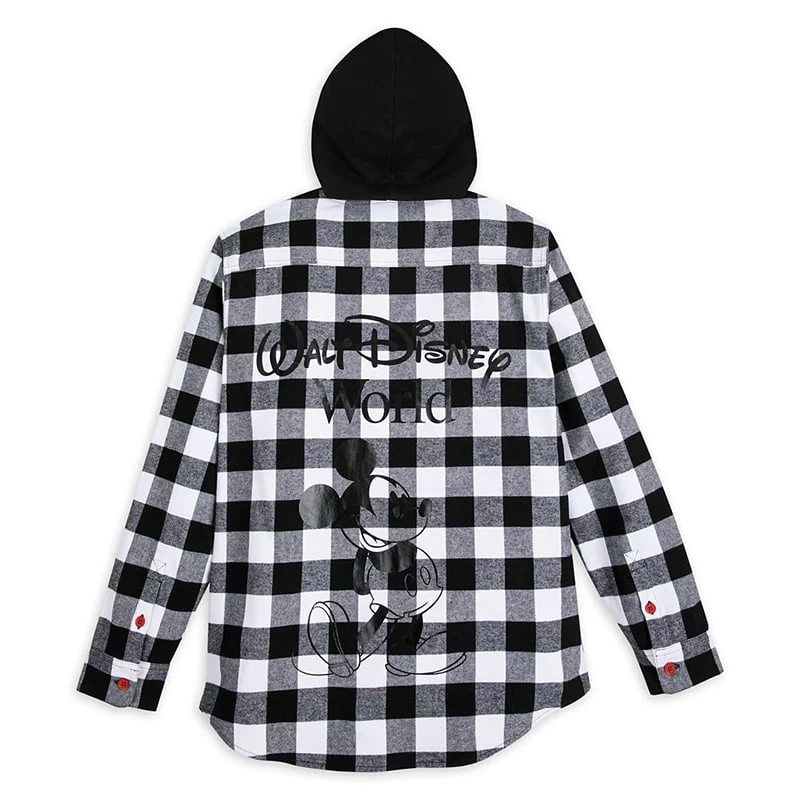 Disney Adult Hoodie - Black And White Plaid - Mickey Mouse 2 Disney Adult Hoodie - Black And White Plaid - Mickey Mouse - Image 2