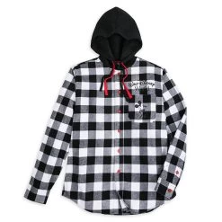 Disney Adult Hoodie - Black And White Plaid - Mickey Mouse