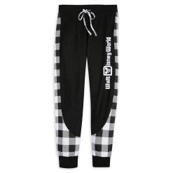 Disney Women's Jogger Pants - Black And White Plaid - Walt Disney World