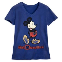 Disney Women's V-Neck Shirt - Walt Disney World - Mickey Mouse - Navy