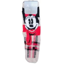 Disney Adult Socks - Fuzzy Cream Plaid Holiday Minnie Mouse