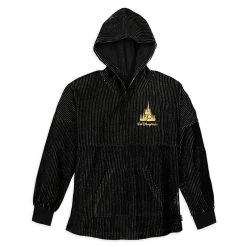 Disney Adult Spirit Jersey - 50th Anniversary Corduroy Pullover Hoodie - BLACK AND GOLD