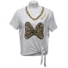 Disney Ladies Shirt - Animal Kingdom Sequin Leopard Print Minnie Bow