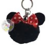 Disney Keychain Keyring - Minnie Mouse Fuzzy Puff Ball