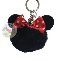 Disney Keychain Keyring - Minnie Mouse Fuzzy Puff Ball